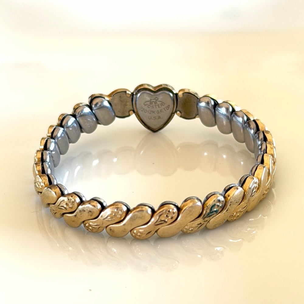 WWII Sweetheart Gold Filled Expansion Bracelet – Foster 12K GF, Petite Fit 4-5” - Picture 7 of 16